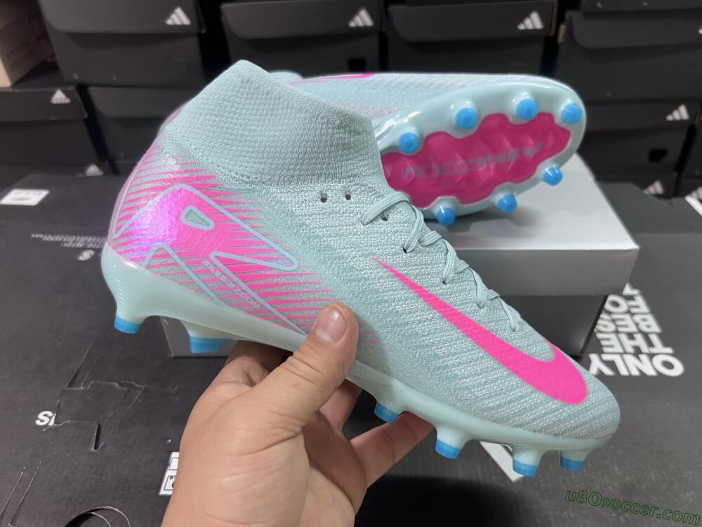 Nike Air Zoom Mercurial Superfly 10 Elite AG Artificial Grass Soccer Cleats - Jade/Pink