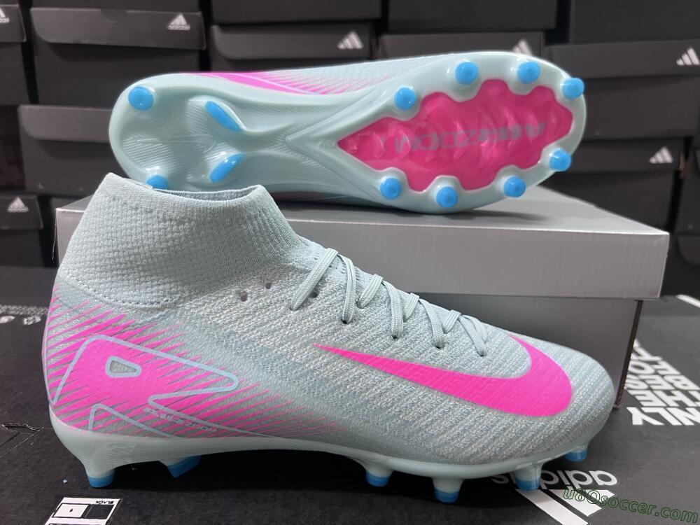 Nike Air Zoom Mercurial Superfly 10 Elite AG Artificial Grass Soccer Cleats - Jade/Pink