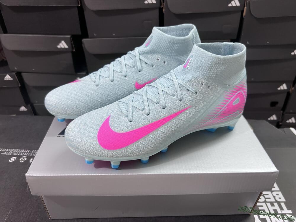 Nike Air Zoom Mercurial Superfly 10 Elite AG Artificial Grass Soccer Cleats - Jade/Pink