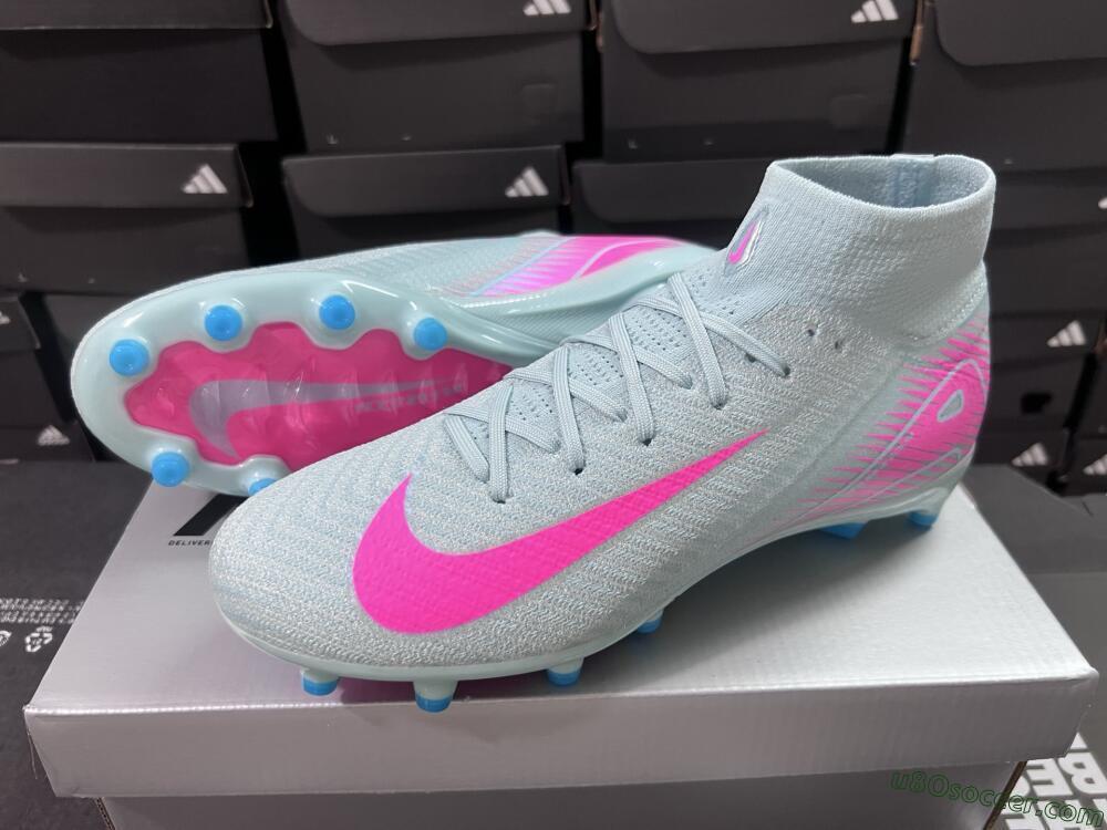 Nike Air Zoom Mercurial Superfly 10 Elite AG Artificial Grass Soccer Cleats - Jade/Pink