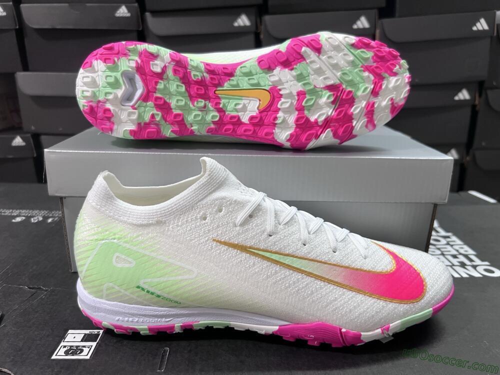 Nike Air Zoom Mercurial Vapor 16 Elite TF Artificial Turf Soccer Shoes - White/Red/Gold