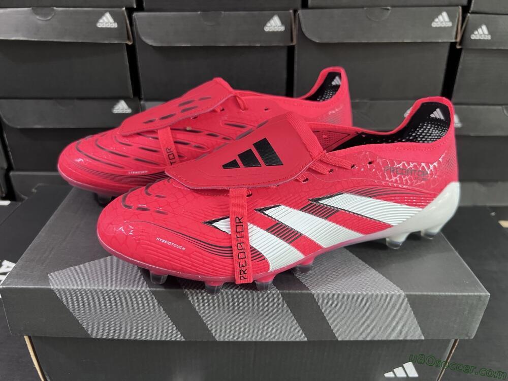 Adidas Predator 25 Elite Foldover Tongue FG Firm Ground Soccer Cleats - Red/White/Black