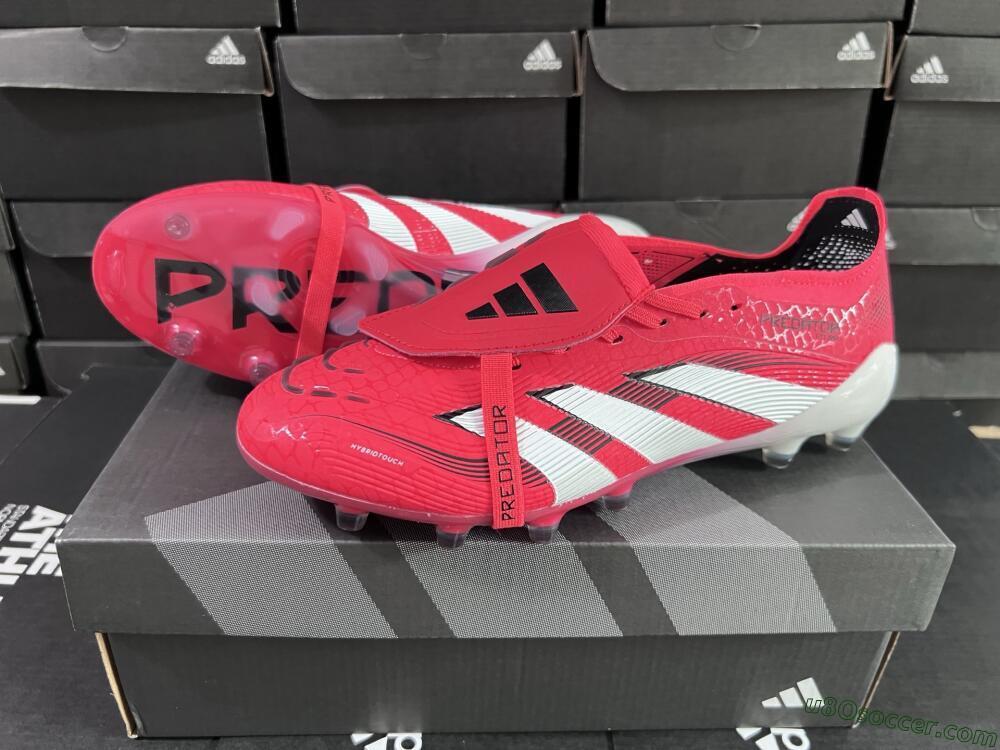 Adidas Predator 25 Elite Foldover Tongue FG Firm Ground Soccer Cleats - Red/White/Black