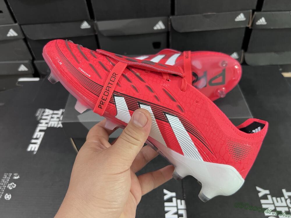 Adidas Predator 25 Elite Foldover Tongue FG Firm Ground Soccer Cleats - Red/White/Black