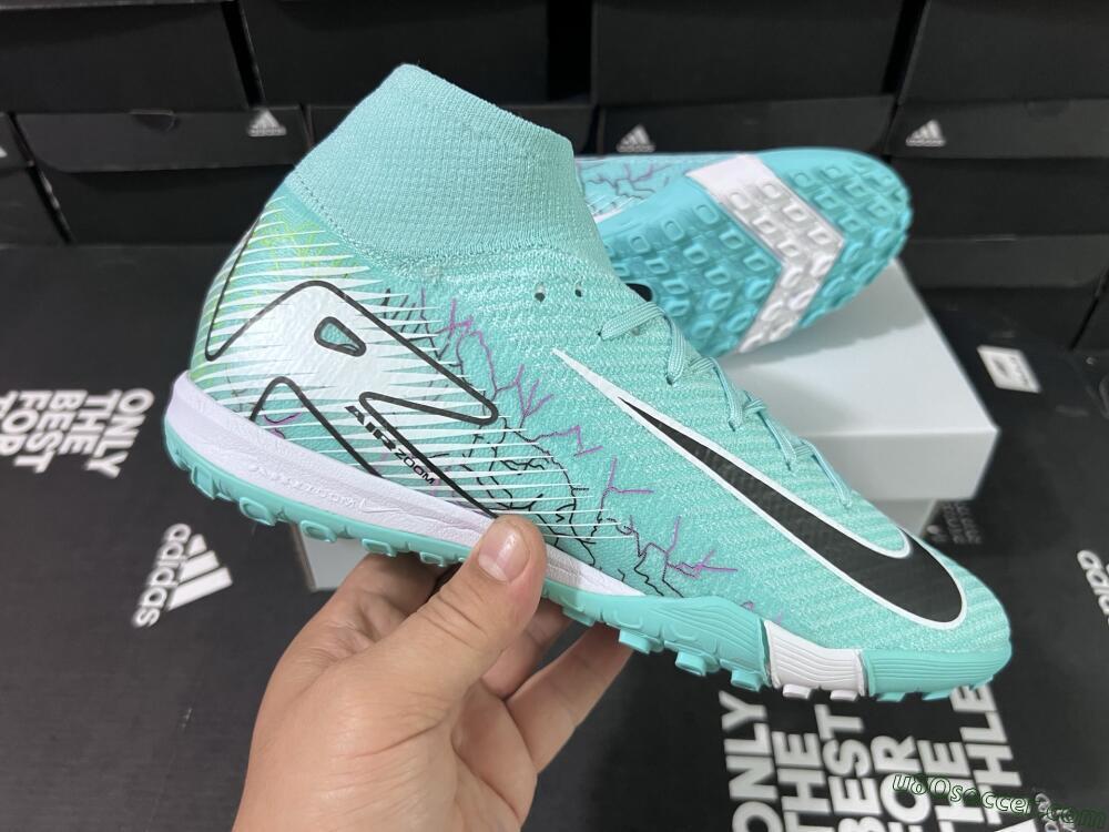 Nike Air Zoom Mercurial Superfly 10 Elite TF Artificial Turf Soccer Shoes - Jade/Black/White