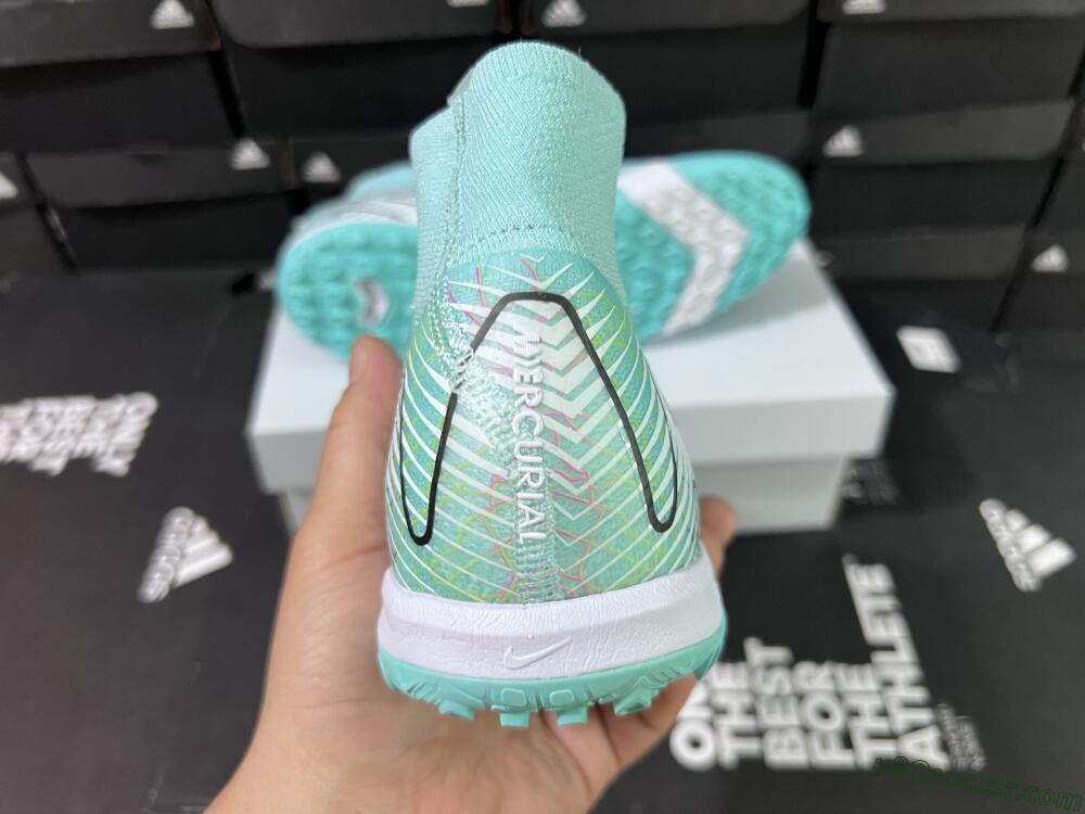 Nike Air Zoom Mercurial Superfly 10 Elite TF Artificial Turf Soccer Shoes - Jade/Black/White