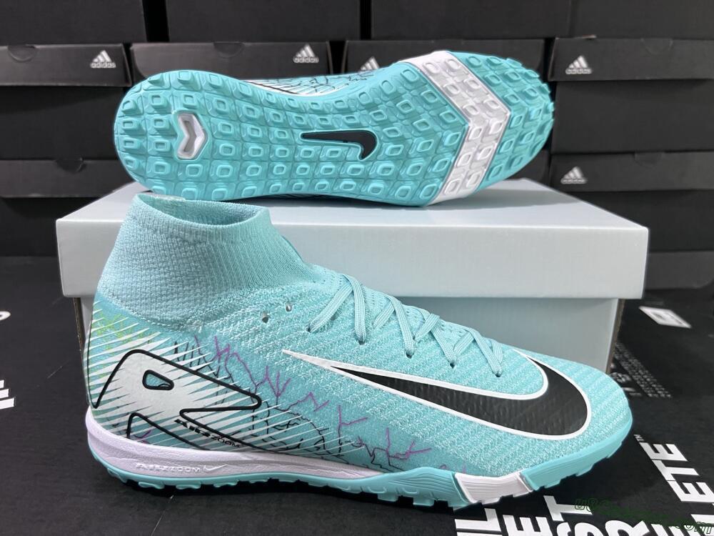 Nike Air Zoom Mercurial Superfly 10 Elite TF Artificial Turf Soccer Shoes - Jade/Black/White