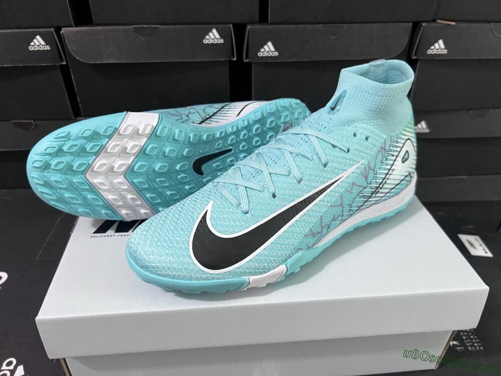 Nike Air Zoom Mercurial Superfly 10 Elite TF Artificial Turf Soccer Shoes - Jade/Black/White