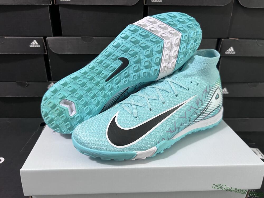 Nike Air Zoom Mercurial Superfly 10 Elite TF Artificial Turf Soccer Shoes - Jade/Black/White