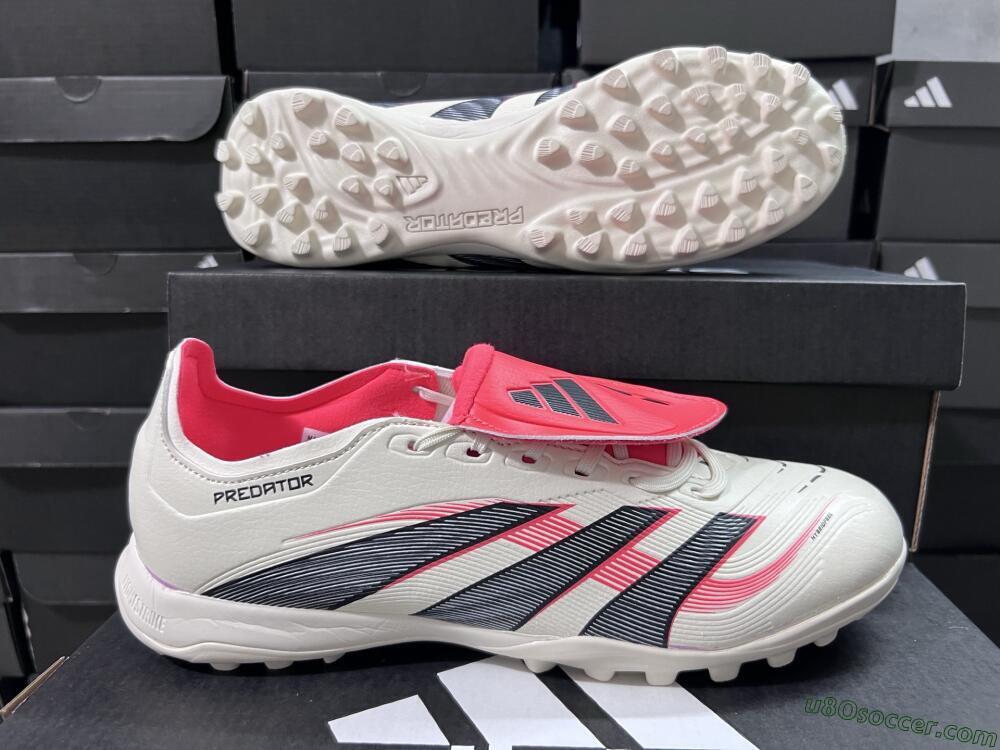 Adidas Predator Elite Foldover Tongue TF Artificial Turf Soccer Shoes - Beige/Black/Red