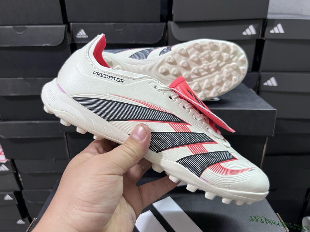 Adidas Predator Elite Foldover Tongue TF Artificial Turf Soccer Shoes - Beige/Black/Red