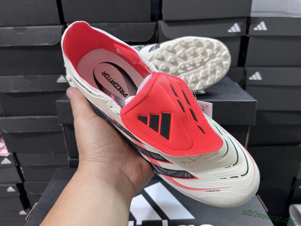 Adidas Predator Elite Foldover Tongue TF Artificial Turf Soccer Shoes - Beige/Black/Red