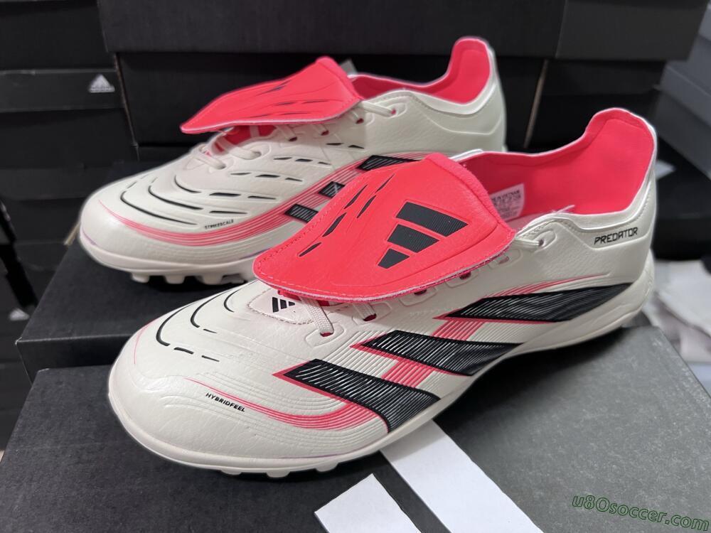 Adidas Predator Elite Foldover Tongue TF Artificial Turf Soccer Shoes - Beige/Black/Red