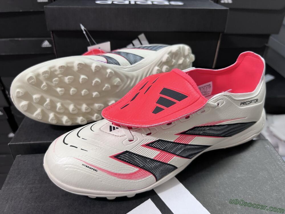 Adidas Predator Elite Foldover Tongue TF Artificial Turf Soccer Shoes - Beige/Black/Red