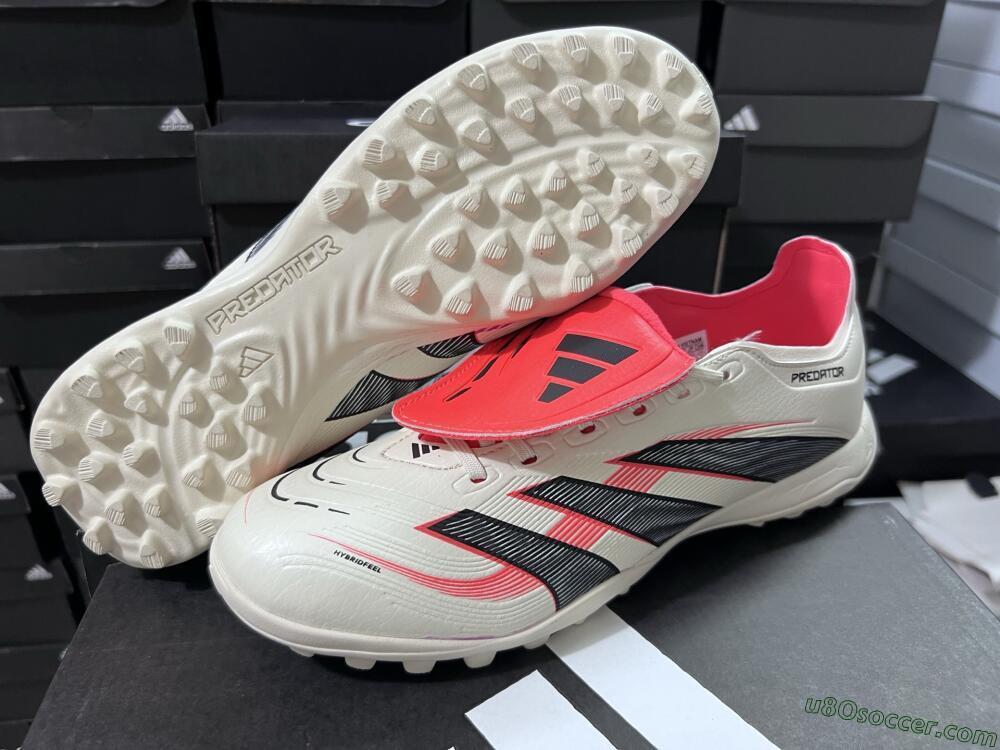 Adidas Predator Elite Foldover Tongue TF Artificial Turf Soccer Shoes - Beige/Black/Red