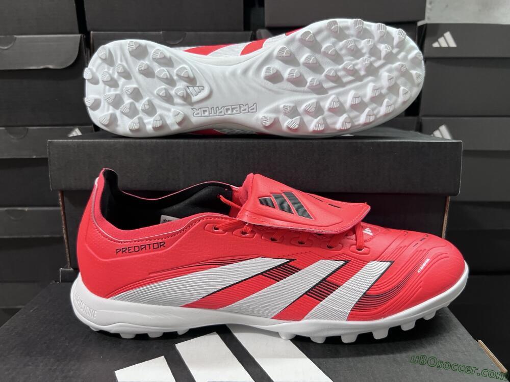 Adidas Predator 25 Elite Foldover Tongue TF Artificial Turf Soccer Shoes - Red/White/Black