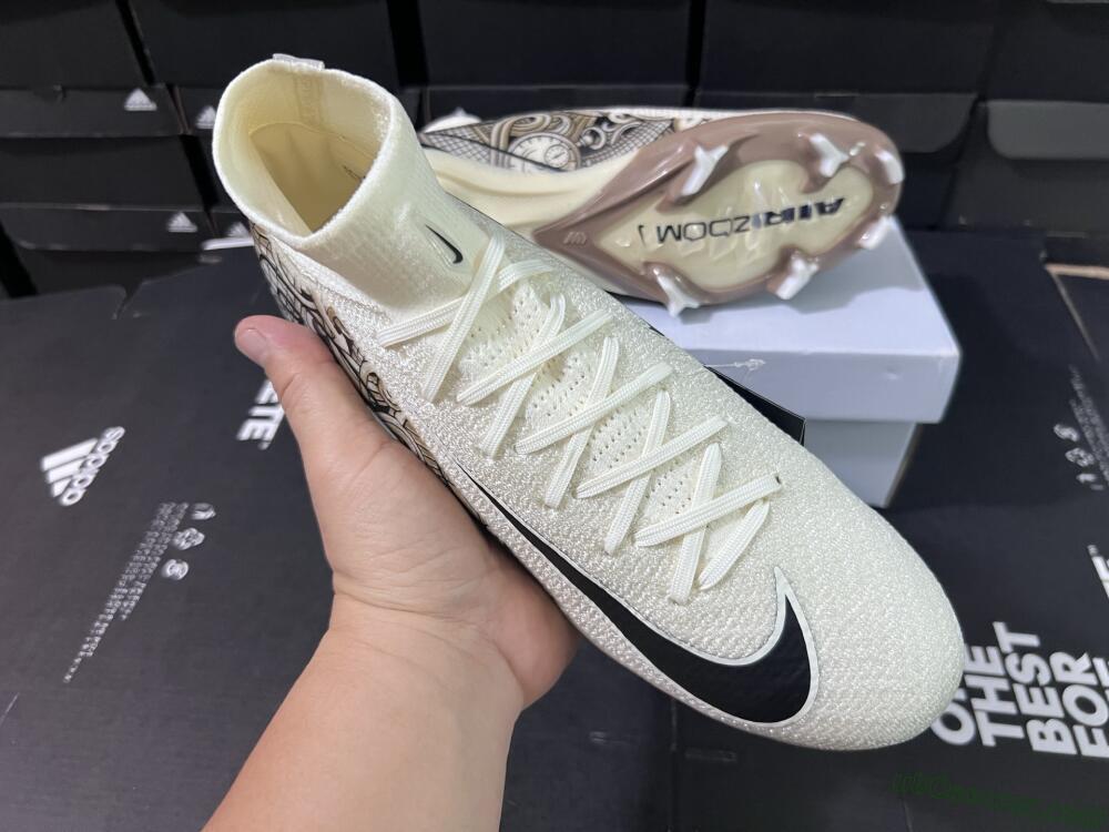 Nike Air Zoom Mercurial Superfly 10 Elite FG Firm Ground Soccer Cleats - Beige/Black/Yellow