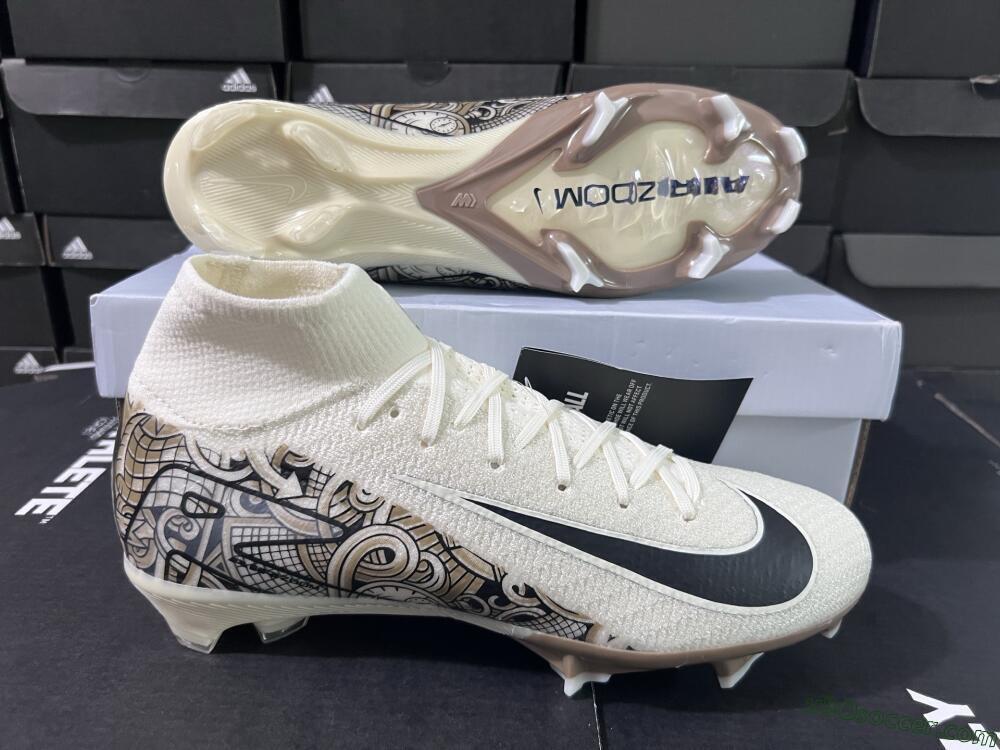 Nike Air Zoom Mercurial Superfly 10 Elite FG Firm Ground Soccer Cleats - Beige/Black/Yellow