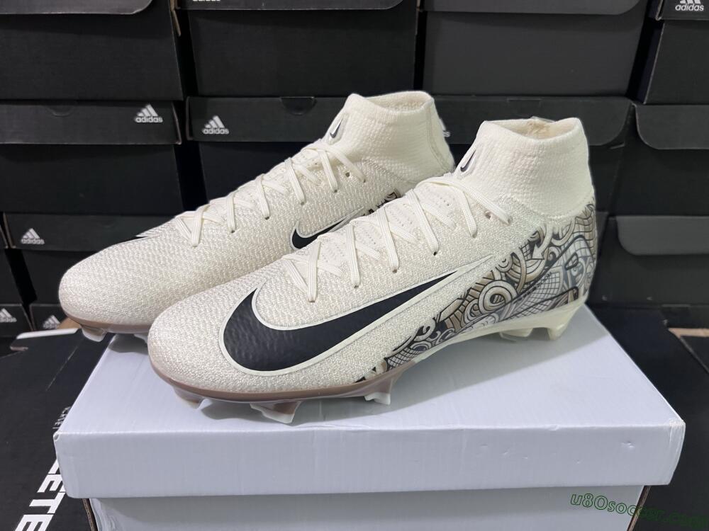 Nike Air Zoom Mercurial Superfly 10 Elite FG Firm Ground Soccer Cleats - Beige/Black/Yellow