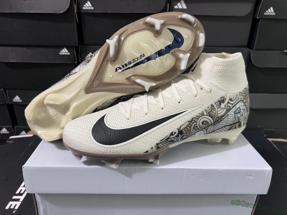 Nike Air Zoom Mercurial Superfly 10 Elite FG Firm Ground Soccer Cleats - Beige/Black/Yellow