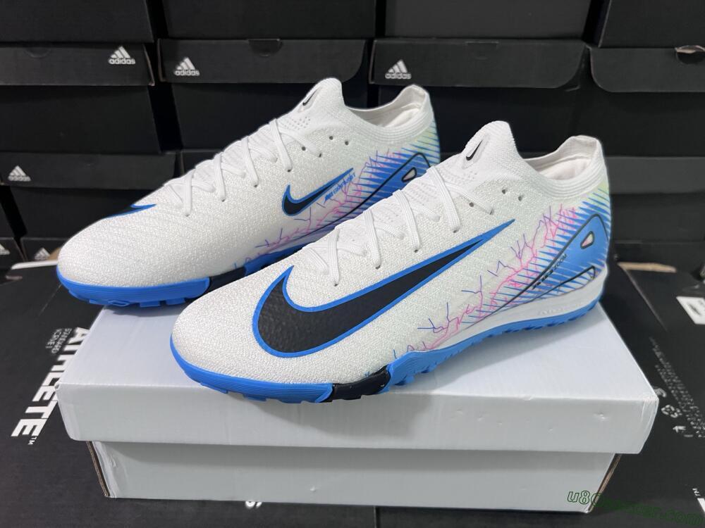 Nike Air Zoom Mercurial Vapor 16 Elite TF Artificial Turf Soccer Shoes - White/Blue/Black