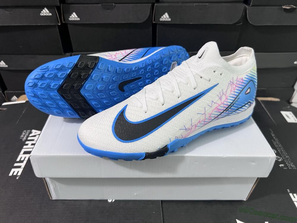 Nike Air Zoom Mercurial Vapor 16 Elite TF Artificial Turf Soccer Shoes - White/Blue/Black