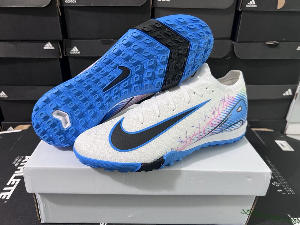 Nike Air Zoom Mercurial Vapor 16 Elite TF Artificial Turf Soccer Shoes - White/Blue/Black