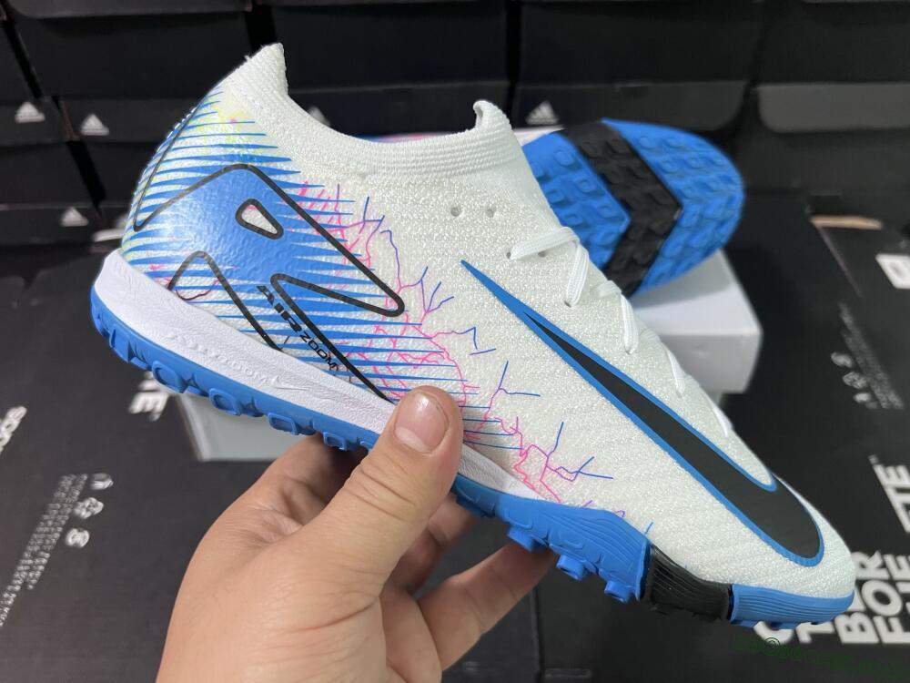 Nike Air Zoom Mercurial Vapor 16 Elite TF Artificial Turf Soccer Shoes - White/Blue/Black