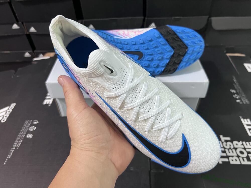 Nike Air Zoom Mercurial Vapor 16 Elite TF Artificial Turf Soccer Shoes - White/Blue/Black
