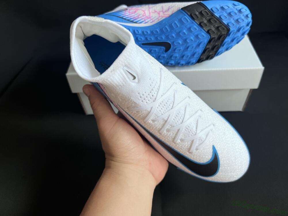 Nike Air Zoom Mercurial Superfly 10 Elite TF Artificial Turf Soccer Shoes - White/Blue/Black