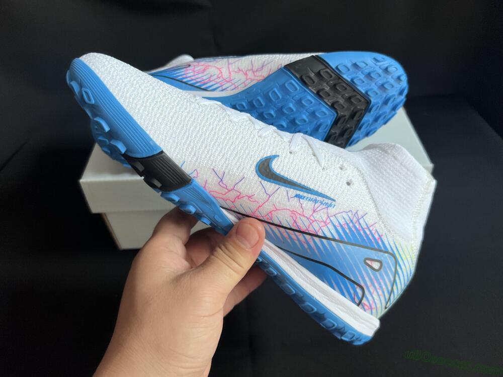 Nike Air Zoom Mercurial Superfly 10 Elite TF Artificial Turf Soccer Shoes - White/Blue/Black