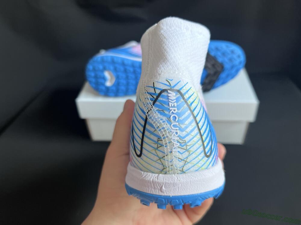 Nike Air Zoom Mercurial Superfly 10 Elite TF Artificial Turf Soccer Shoes - White/Blue/Black