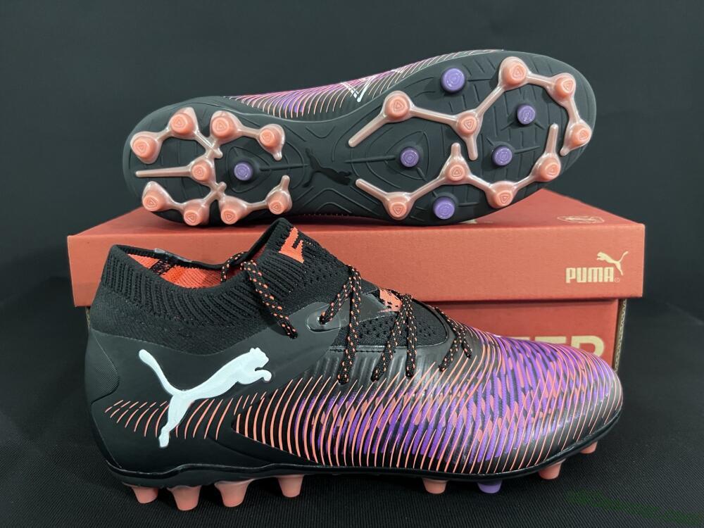 Puma Future 8 Ultimate FG Firm Ground Soccer Cleats - Black/Purple/Orange