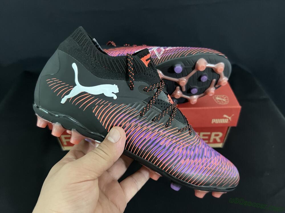 Puma Future 8 Ultimate FG Firm Ground Soccer Cleats - Black/Purple/Orange