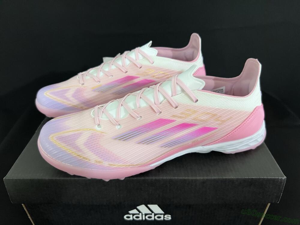 Adidas F50 Pro TF Artificial Turf Soccer Shoes - Pink/Gold/White
