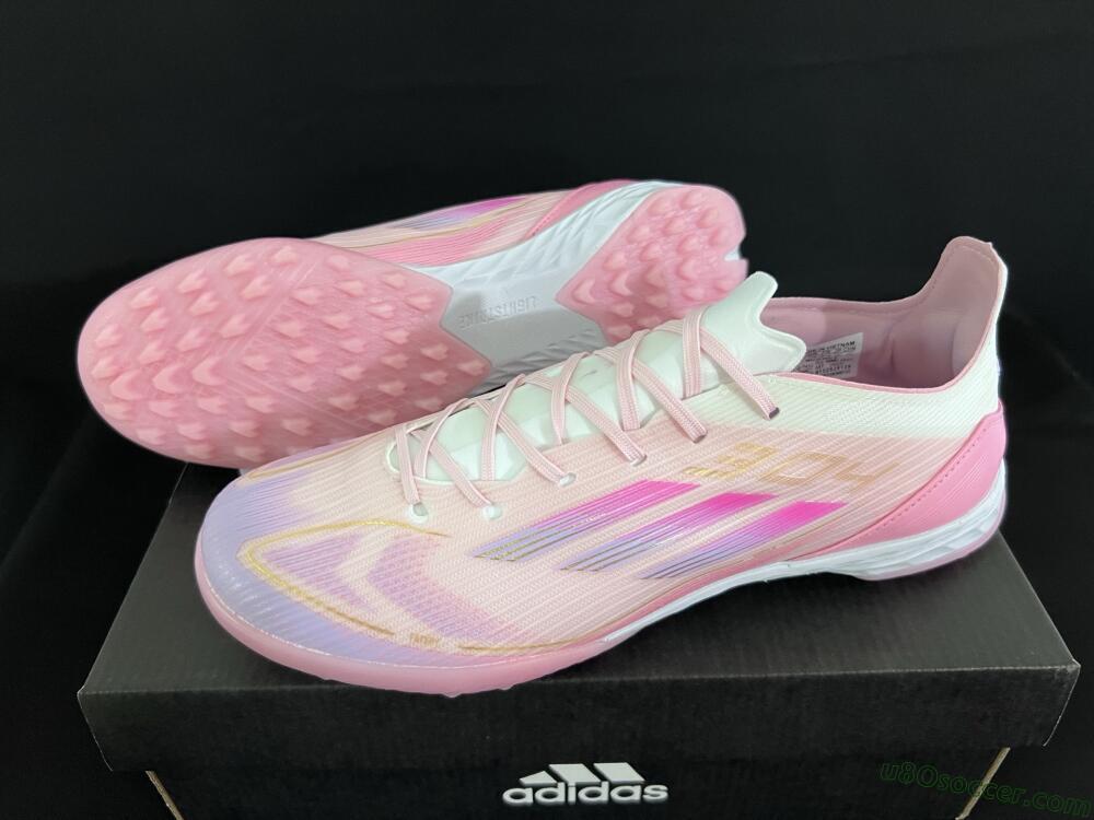 Adidas F50 Pro TF Artificial Turf Soccer Shoes - Pink/Gold/White