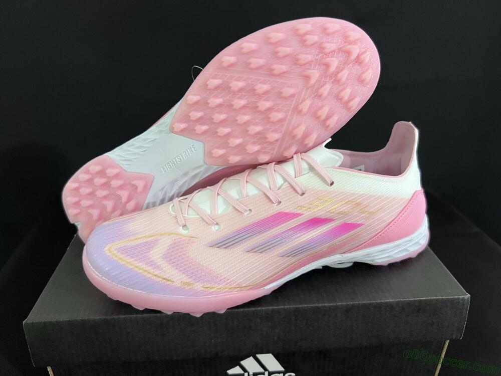 Adidas F50 Pro TF Artificial Turf Soccer Shoes - Pink/Gold/White