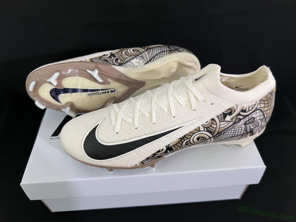 Nike Air Zoom Mercurial Vapor 16 Elite FG Firm Ground Soccer Cleats - Beige/Black/White