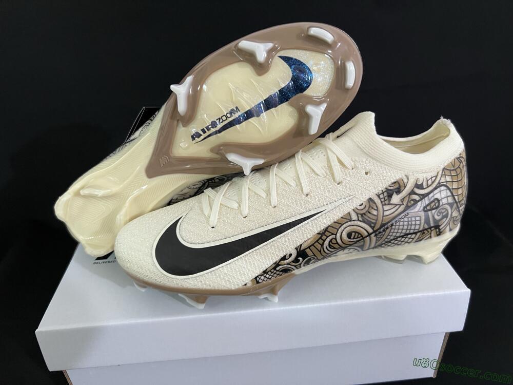 Nike Air Zoom Mercurial Vapor 16 Elite FG Firm Ground Soccer Cleats - Beige/Black/White