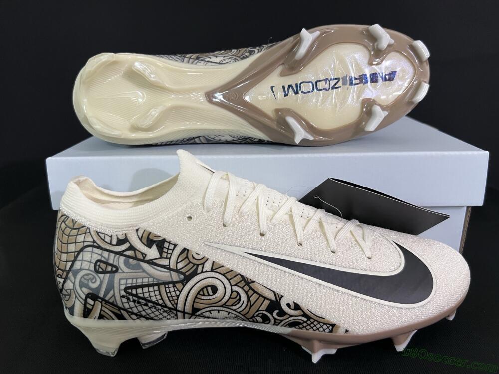 Nike Air Zoom Mercurial Vapor 16 Elite FG Firm Ground Soccer Cleats - Beige/Black/White