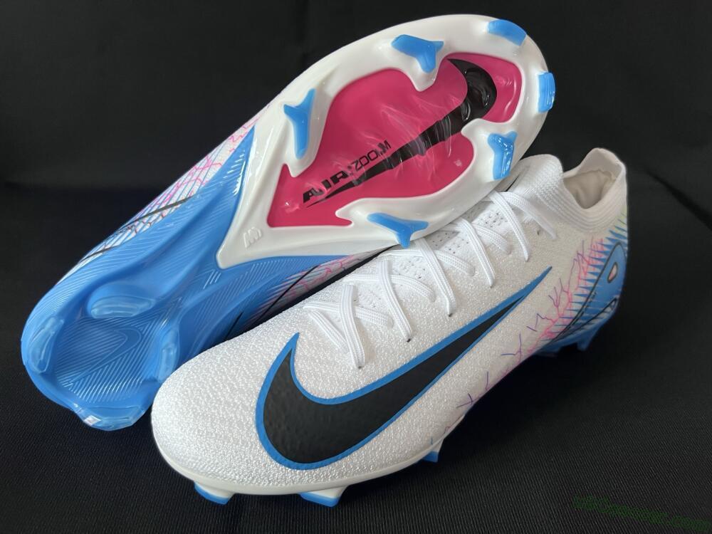 Nike Air Zoom Mercurial Vapor 16 Elite FG Firm Ground Soccer Cleats - White/Black/Blue/Pink/Yellow