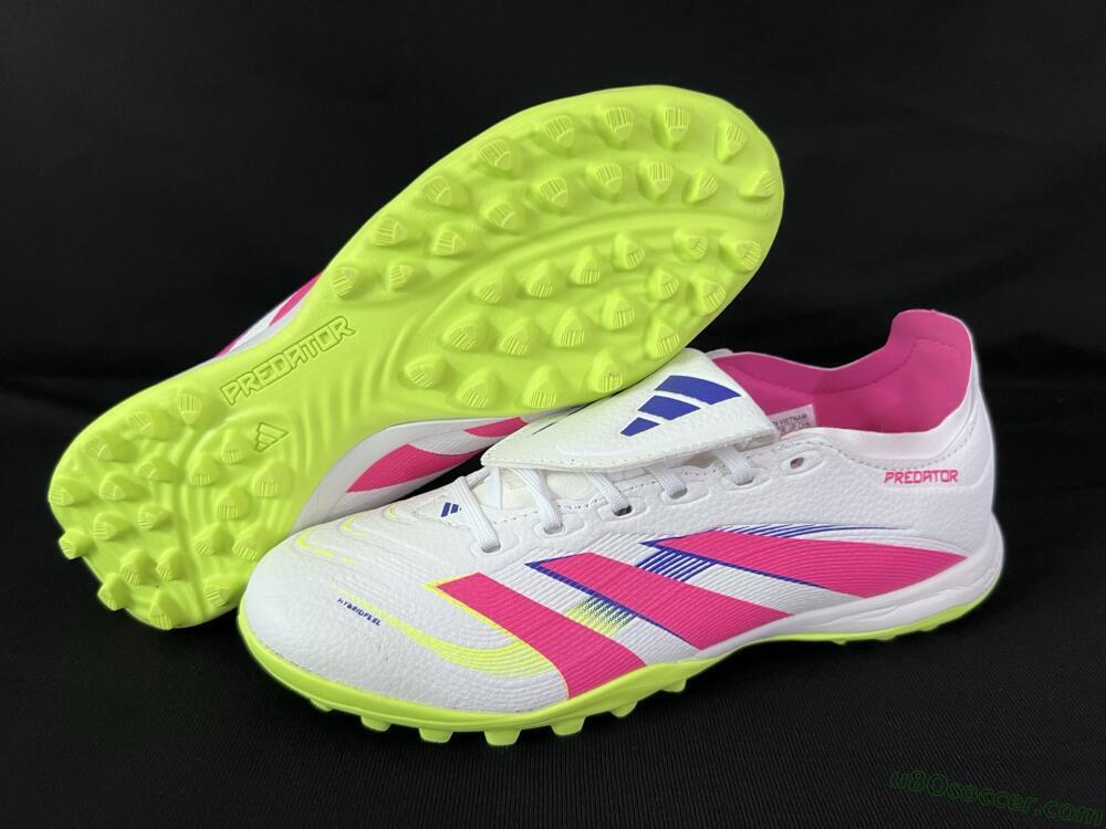 Adidas Predator 25 Elite Foldover Tongue TF Artificial Turf Soccer Shoes - White/Pink/Yellow