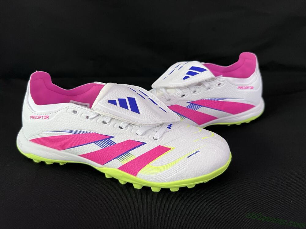 Adidas Predator 25 Elite Foldover Tongue TF Artificial Turf Soccer Shoes - White/Pink/Yellow