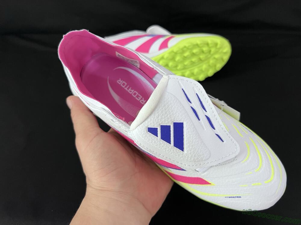 Adidas Predator 25 Elite Foldover Tongue TF Artificial Turf Soccer Shoes - White/Pink/Yellow