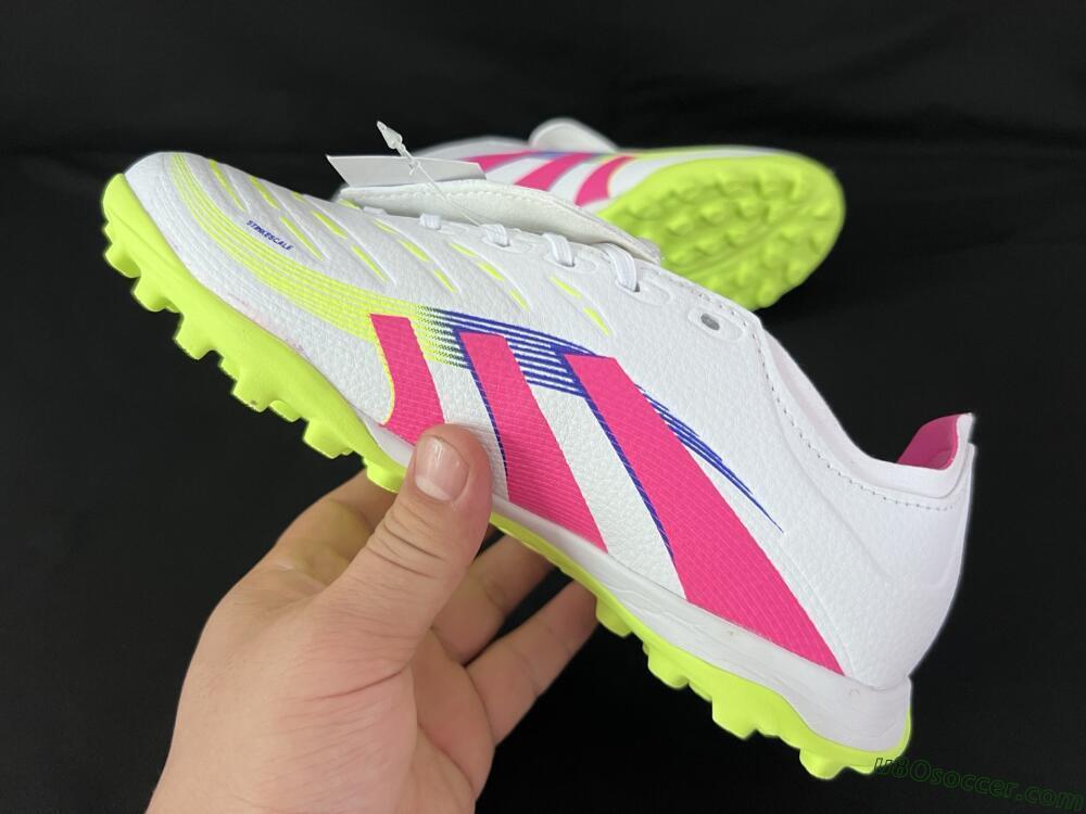 Adidas Predator 25 Elite Foldover Tongue TF Artificial Turf Soccer Shoes - White/Pink/Yellow