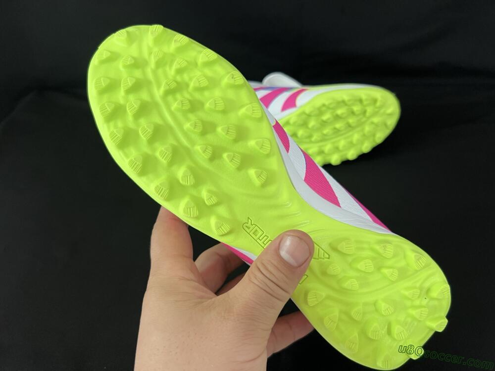 Adidas Predator 25 Elite Foldover Tongue TF Artificial Turf Soccer Shoes - White/Pink/Yellow