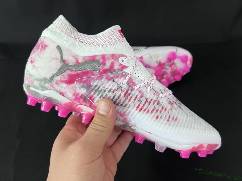 Puma Future 8 Ultimate MG Multi Ground Soccer Cleats - White/Black/Red