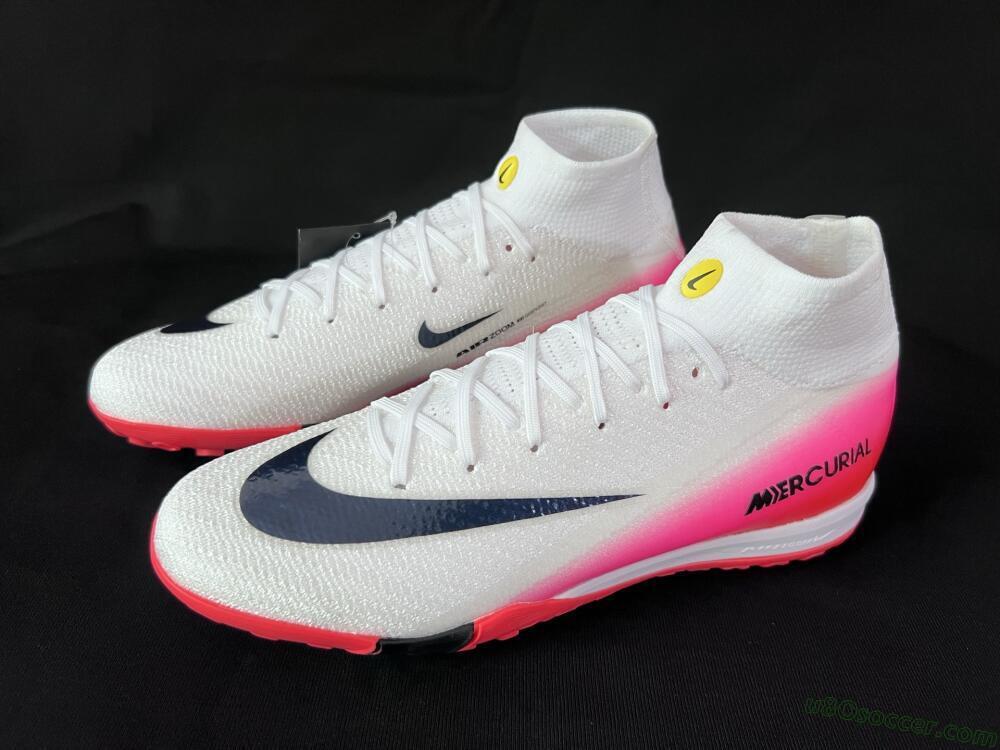 Nike Air Zoom Mercurial Superfly 10 Elite TF Artificial Turf Soccer Shoes - White/Black/Pink