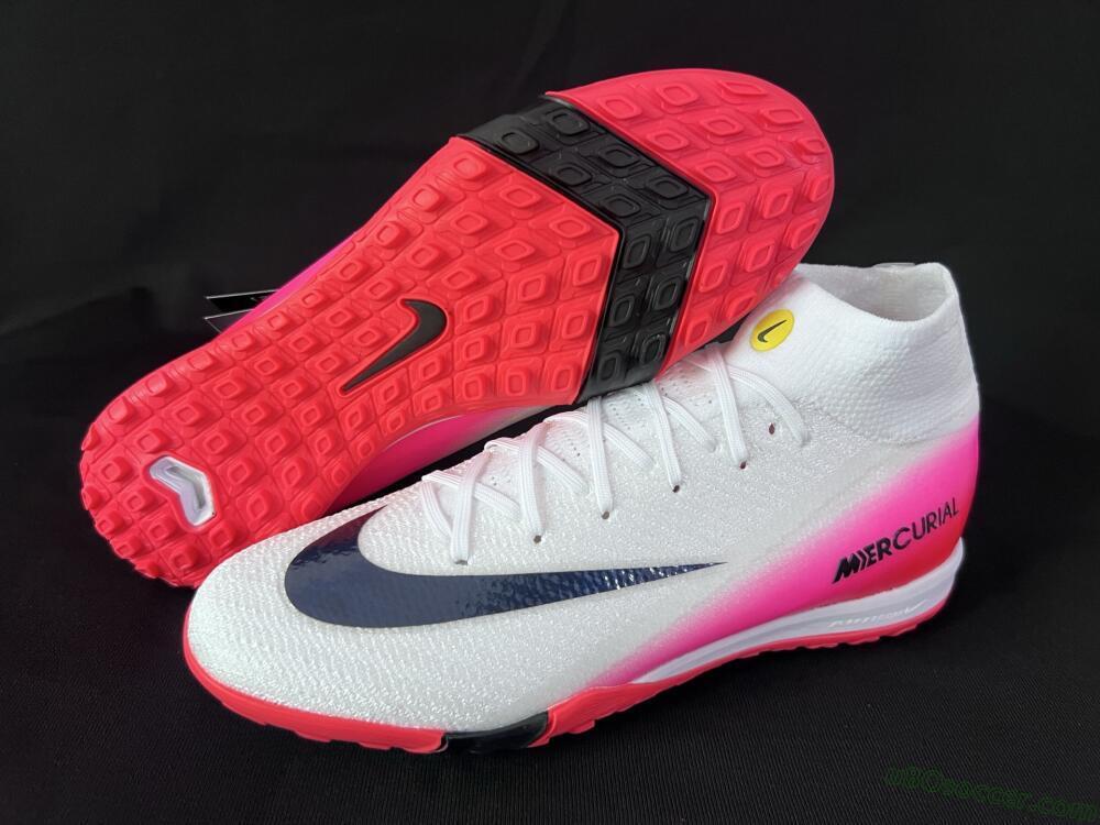 Nike Air Zoom Mercurial Superfly 10 Elite TF Artificial Turf Soccer Shoes - White/Black/Pink