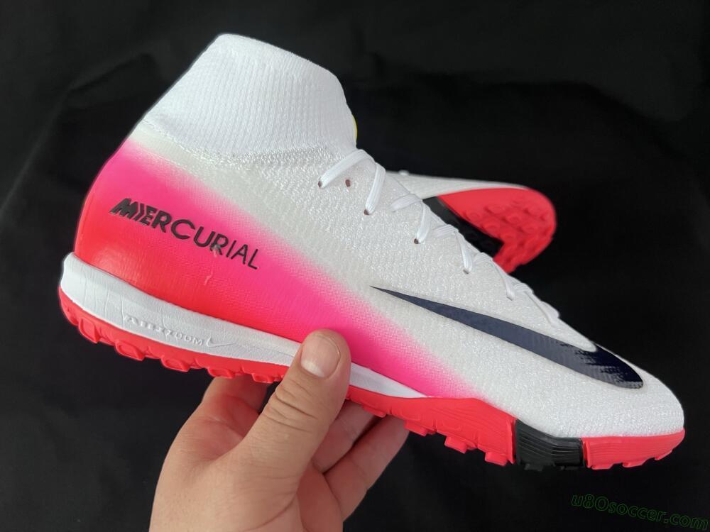 Nike Air Zoom Mercurial Superfly 10 Elite TF Artificial Turf Soccer Shoes - White/Black/Pink